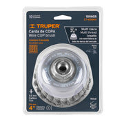 Carda copa 4' alambre trenzado grueso, Multi-rosca, TRUPER