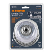Carda copa 4' alambre trenzado fino, Multi-rosca, TRUPER