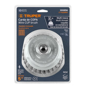 Carda copa 5' alambre trenzado grueso, Multi-rosca, TRUPER
