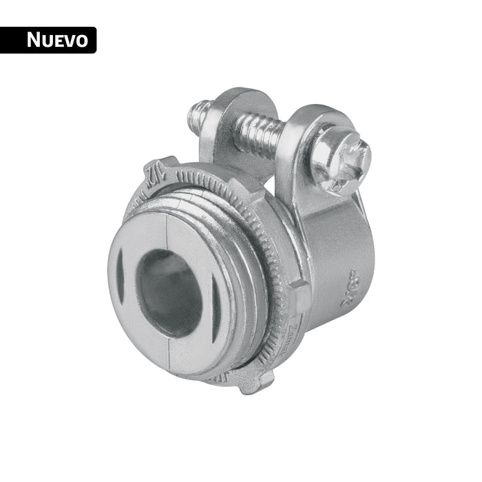 Conector recto 3/8' para tubo flexible metálico, VOLTECK
