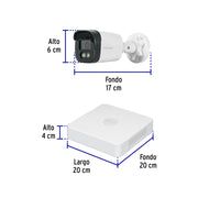 Kit video vigilancia, 4 canales, 4 cámaras, 5MP, Disco 1TB