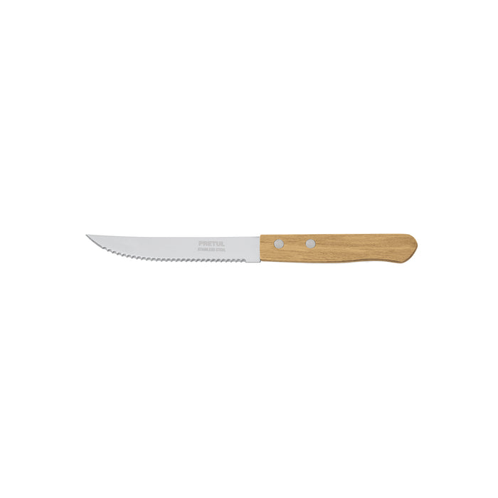 Cuchillo con sierra para asado 5' mango de madera, PRETUL