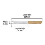 Cuchillo con sierra para asado 5' mango de madera, PRETUL