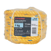 Kilo de cuerda amarilla de polipropileno 13 mm, rollo 1kg