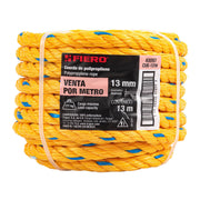 Metro de cuerda amarilla de polipropileno 13 mm, rollo 13m