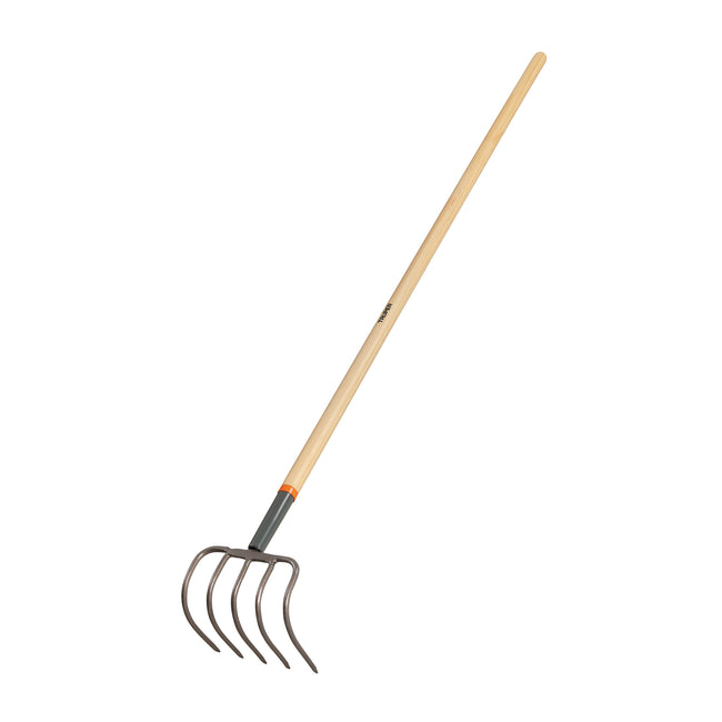 Cultivador forjado, 5 dientes, mango de madera 60', TRUPER
