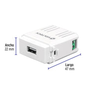 Módulo puerto USB, línea Italiana, color blanco, VOLTECK