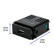Módulo USB, línea Italiana, color negro, VOLTECK