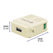 Módulo puerto USB, línea Italiana, color marfil, VOLTECK
