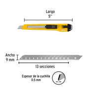 Cutter 9 mm plástico, PRETUL