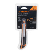 Cutter 9 mm profesional con alma metálica y grip, TRUPER