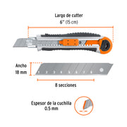 Cutter 18 mm trabajo pesado c/alma metálica y grip, EXPERT
