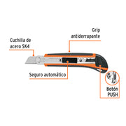 Cutter 18 mm profesional con alma metálica y grip, TRUPER