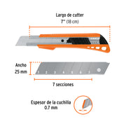 Cutter 25 mm reforzado de plástico con alma metálica, TRUPER