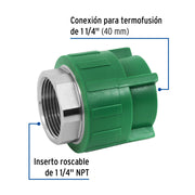 Adaptador PPR 1-1/4' hembra con inserto metálico, FOSET
