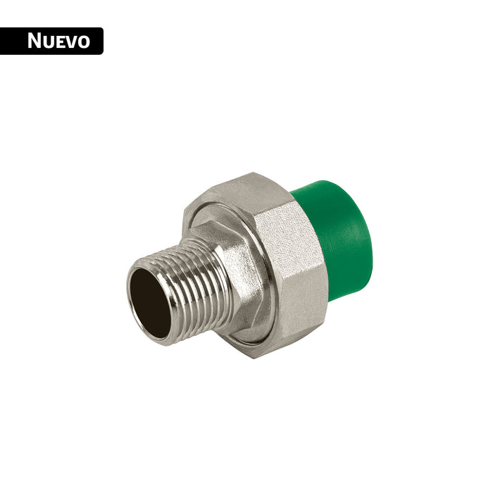 Tuerca unión PPR, mixta macho inserto metálico 1/2', FOSET