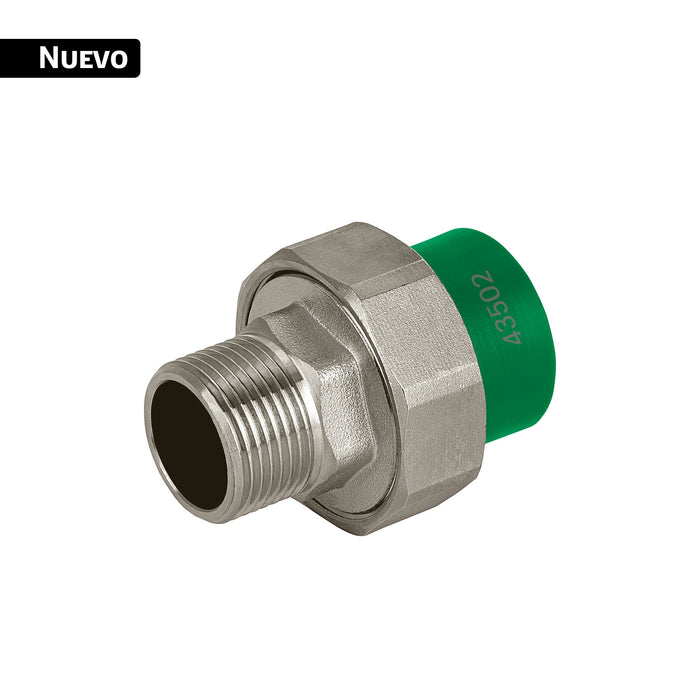 Tuerca unión PPR, mixta macho inserto metálico 3/4', FOSET