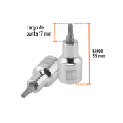 Dado punta corta bristol M5, cuadro 1/2', TRUPER