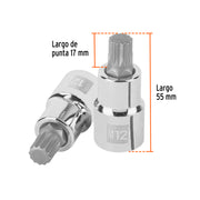 Dado punta corta bristol M12, cuadro 1/2', TRUPER