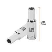 Dado largo de 3/8' 12 puntas, cuadro 1/2', TRUPER