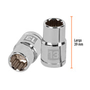 Dado de 13 mm, 12 puntas, cuadro 1/2', TRUPER