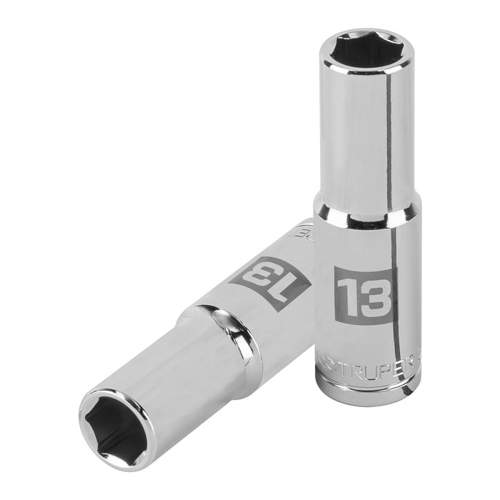 Dado largo de 13 mm, 6 puntas, cuadro 1/2', TRUPER