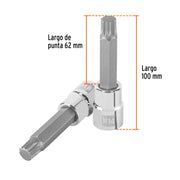 Dado punta larga bristol M14, cuadro 1/2', TRUPER