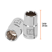 Dado de 14 mm, 12 puntas, cuadro 1/2', TRUPER