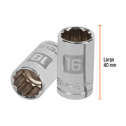 Dado de 16 mm, 12 puntas, cuadro 1/2', TRUPER