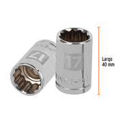 Dado de 17 mm, 12 puntas, cuadro 1/2', TRUPER