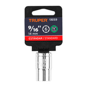 Dado de 9/16', 6 puntas, cuadro 1/2', TRUPER