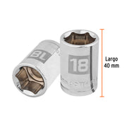 Dado de 18 mm, 6 puntas, cuadro 1/2', TRUPER