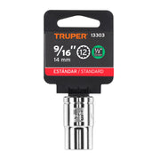 Dado de 9/16', 12 puntas, cuadro 1/2', TRUPER