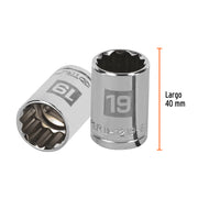 Dado de 19 mm, 12 puntas, cuadro 1/2', TRUPER