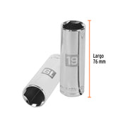 Dado largo de 19 mm, 6 puntas, cuadro 1/2', TRUPER