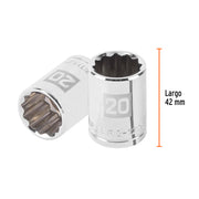 Dado de 20 mm, 12 puntas, cuadro 1/2', TRUPER