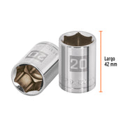 Dado de 20 mm, 6 puntas, cuadro 1/2', TRUPER
