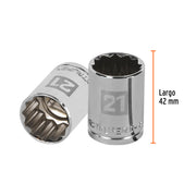 Dado de 21 mm, 12 puntas, cuadro 1/2', TRUPER