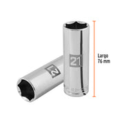 Dado largo de 21 mm, 6 puntas, cuadro 1/2', TRUPER