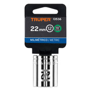 Dado de 22 mm, 12 puntas, cuadro 1/2', TRUPER