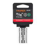 Dado de 11/16', 6 puntas, cuadro 1/2', TRUPER