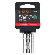 Dado de 11/16', 12 puntas, cuadro 1/2', TRUPER