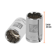 Dado de 11/16', 12 puntas, cuadro 1/2', TRUPER