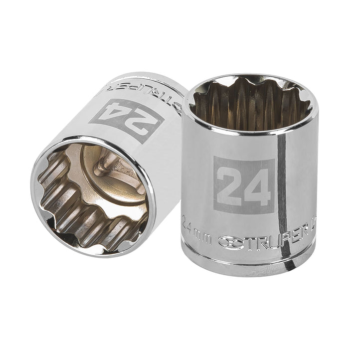 Dado de 24 mm, 12 puntas, cuadro 1/2', TRUPER