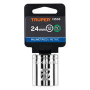 Dado de 24 mm, 12 puntas, cuadro 1/2', TRUPER