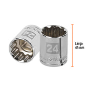 Dado de 24 mm, 12 puntas, cuadro 1/2', TRUPER