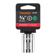 Dado de 3/4', 6 puntas, cuadro 1/2', TRUPER