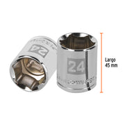 Dado de 24 mm, 6 puntas, cuadro 1/2', TRUPER