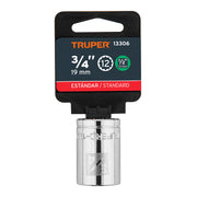 Dado de 3/4', 12 puntas, cuadro 1/2', TRUPER