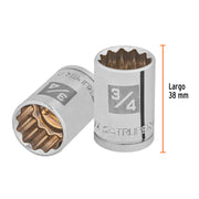 Dado de 3/4', 12 puntas, cuadro 1/2', TRUPER